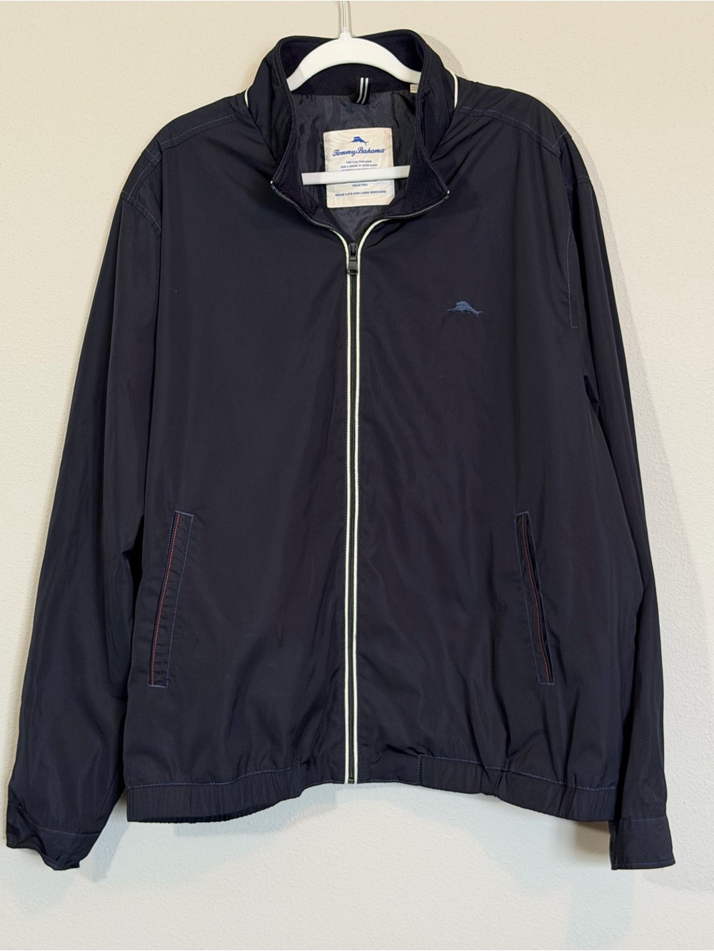 Tommy Bahama Men's Black Zip-Front Lightweight Jacket, size XXL